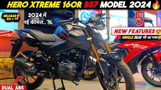 HERO XTREME 160R 4V New Bs7 Model 2024 Black Colour Review🔥160Cc👑 Bike Single SeatDual ABS Price💸 [upl. by Akinet]