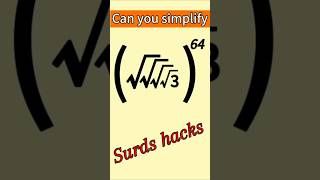 How to simplify surds youtubeshorts shorts simplification surds tricks maths [upl. by Chucho]