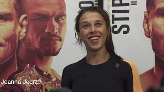 Joanna Jedrzejczyk Media Scrum at Open Workout [upl. by Naitsyrk]