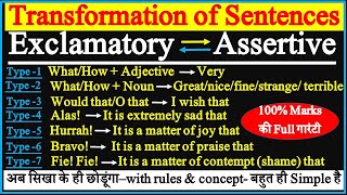 Interchange of Exclamatory and Assertive Sentences  Transformation of Sentences in English Grammar [upl. by Kristin]