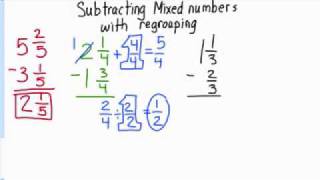 Subtracting Mixed Numbers with Regrouping [upl. by Salbu]