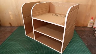 How to make a cardboard desk organizer [upl. by Ecnatsnoc907]