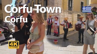 Corfu Walking Tour  Explore Corfu Town Corfu Greece in 4K [upl. by Yanahs]