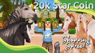 20000 STAR COIN SHOPPING SPREE Buying 10 Horses Pets Equipment and More [upl. by Jennilee]