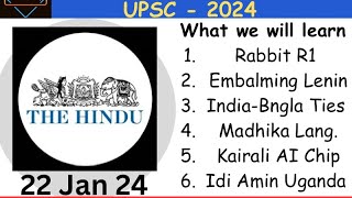 22 January 2024 The Hindu Newspaper Analysis [upl. by Lazos509]