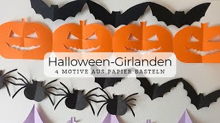 Halloween Deko nur aus Papier basteln 🎃  4 spooky Halloween Girlanden  Ronja Ready DIY [upl. by Garlinda165]