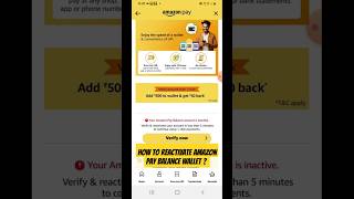 How to ReActivate Amazon Pay Balance Wallet  2024 amazon shorts [upl. by Atinit]