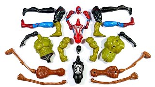 assemble toysspiderman miles morales vs siren head vs hulk smash vs venom superhero [upl. by Ytirehc]