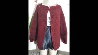 Blusa de Frio em Crochê tam M abertacom passo a passocardigan em crochê 22 aldacilenecrochê [upl. by Tamera]