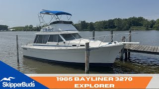 1985 Bayliner 3270 EXPLORER Boat Tour SkipperBuds [upl. by Harsho]