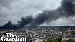 Explosions heard as huge fire erupts at French chemical plant [upl. by Adnulahs]