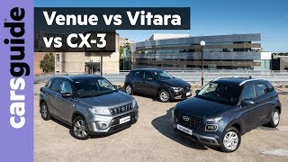 Suzuki Vitara vs Mazda CX3 vs Hyundai Venue 2020 comparison review [upl. by Idnir]