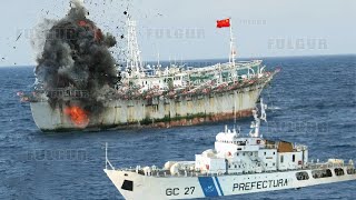 Argentina sinks Illegal China Fishing Vessels in a restricted area off South American country coast [upl. by Paige680]