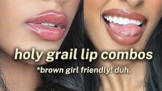 MY FAVORITE LIP COMBOS  step by step walkthrough BEST natural shades  products for melanin skin [upl. by Yffub]