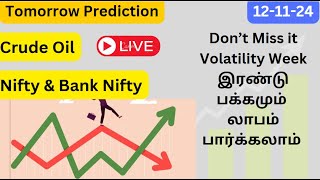 🔴 12th Nov 24  Pre market niftyprediction bankniftytomorrow crudeoillive  Ganesh Gandhi [upl. by Tatianas]