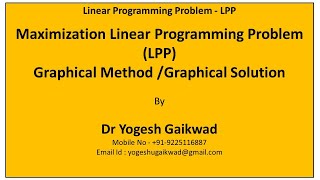 03 LPP Graphical Method Maximization Problem [upl. by Rosalee750]