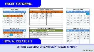 How to Create Excel School Calendar with Automatic Date Marker [upl. by Atterrol]