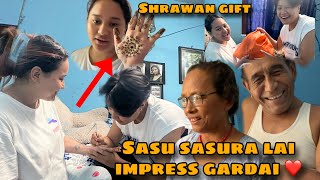 BUDI LAI MEHENDI LAGAIDIYERA SASU SADURA LAI IMPRESS GARDAI 🥹❤️ SHRAWAN GIFT TA DINAI PARYO 🙏 [upl. by Osugi]