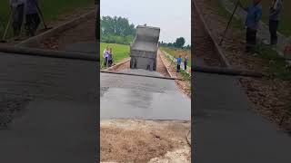 Concrete pouring process from the truck for rural pavement [upl. by Biddick]