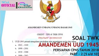 SOAL LATIHAN TES CPNS TWK UUD 1945 DAN AMANDEMEN SOAL 6  10 [upl. by Mchale]