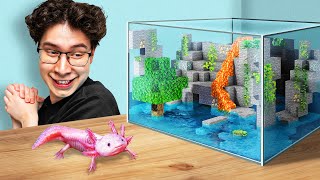 I Built a Minecraft Aquarium IRL for my Axolotl [upl. by Kotick]