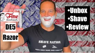 New Fine DE5 Razor UnboxShaveReview [upl. by Sherfield]