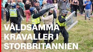 Våldsamma kravaller i Storbritannien [upl. by Anirtap]