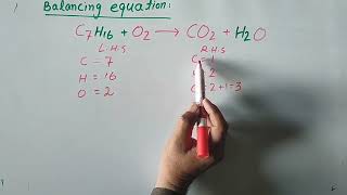 Balancing C7H16O2 CO2 H2O  combustion of heptane [upl. by Bren]