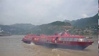 Red Russian Hydrofoil Pulling out of Dock in China [upl. by Idak213]