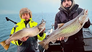 Winter Trolling  Catching Salmon Trout Char on Lake Vättern [upl. by Marita]