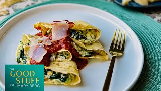 Spinach and ricotta crespelle  The Good Stuff with Mary Berg [upl. by Naujuj14]