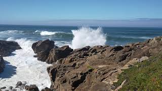 Waves breaking on the rocks in Angeiras [upl. by Sivle931]