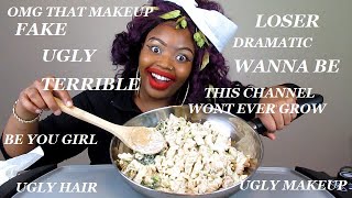 CHICKEN ALFREDO MUKBANG Reacting to NEGATIVE COMMENTS [upl. by Llechtim]