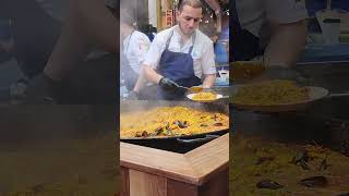 Biggest Paella I have ever seen served at boroughmarket london paella food mekusmekus england [upl. by Aihcropal]