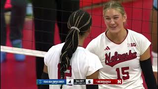 Taylor Landfair kills and block Nebraska Husker Volleyball 83024 Texas AampM CC huskers nebraska [upl. by Seth]