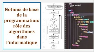 Notions de la programmation  rôle des algorithmes dans l’informatique Logigramme ou pseudocode [upl. by Lolita]