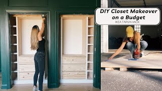 DIY CLOSET MAKEOVER ON A BUDGET PART 1  IKEA Tarva Hack  Reach In Closet Upgrade [upl. by Alain]