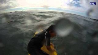 Daring rescue of boy caught in rip tide at Crooklets beach in Bude Cornwall captured on camera [upl. by Allemac]