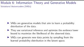 Module 6 Information Theory and Generative Models [upl. by Ettesel195]