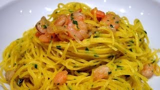 Tagliolini al limone e gamberetti  Pasta with lemon and Shrimps by bravobob [upl. by Atinuhs239]