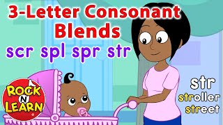 ThreeLetter Consonant Blends  scr spl spr str  Rock ’N Learn [upl. by Oconnor939]