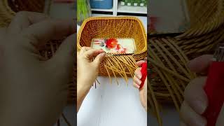 How to weave rattan basket with handle diy rattan crochet handmadetoran handmade handweaving [upl. by Craven]