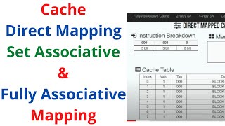 071 Tutorial Cache mapping Direct Set Associative Fully Associative mapping Cache Memory [upl. by Packton]