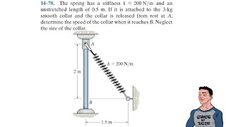 Dynamics 1478 The spring has a stiffness k  200 Nm and an unstretched length of 05 m [upl. by Ydualc]