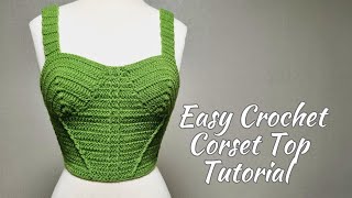 Easy Cochet Corset Top Tutorial  Crochet Crop Top [upl. by Aremat]