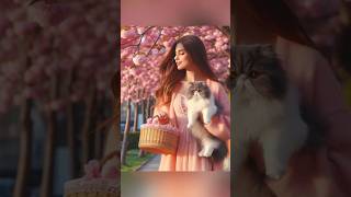 Pretty girl with cute cat  Mujeriego song mujeriego cute girl persiancat [upl. by Anaitsirk673]