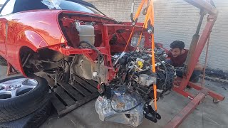 Mr2 Spyder Project Car Part 5  2ARFXE Engine install [upl. by Milak]