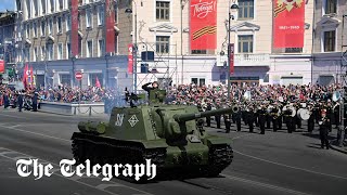 Russias Victory Day Parade Putin watches single tank drive down Red Square [upl. by Katinka]