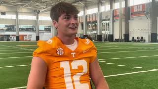 Vols QB Jake Merklinger discusses Tennessee Football fall camp [upl. by Ainaznat584]