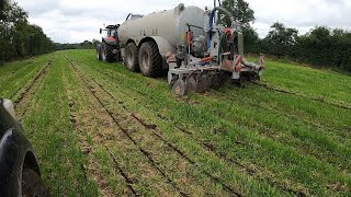 Case Optum and Pichon Tanker slitting slurry on grass [upl. by Esilram]